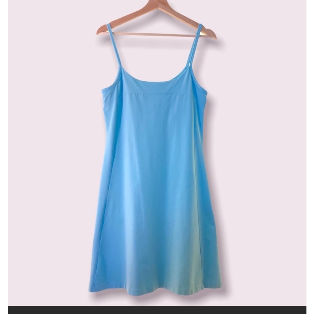 Patagonia Light Blue Spaghetti Strap Active Dress With Built In Shelf Bra